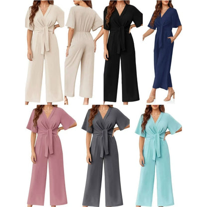Combinaison Femme Fluide Ceinture Nouée Jambes Larges