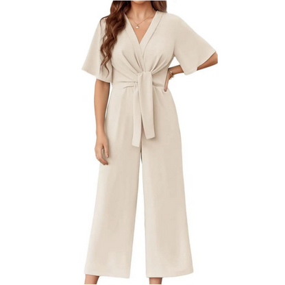 Combinaison Femme Fluide Ceinture Nouée Jambes Larges