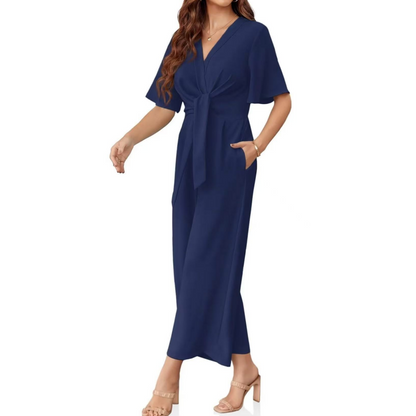 Combinaison Femme Fluide Ceinture Nouée Jambes Larges