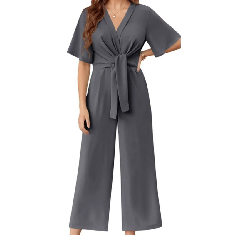 Combinaison Femme Fluide Ceinture Nouée Jambes Larges