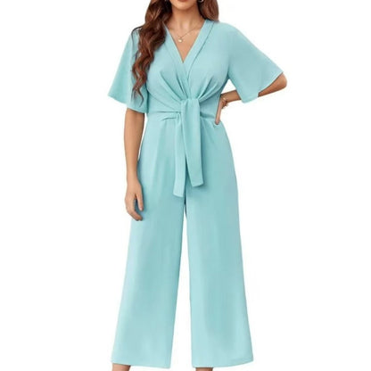 Combinaison Femme Fluide Ceinture Nouée Jambes Larges