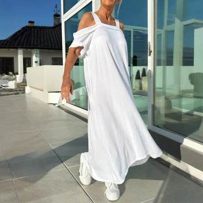 Robe Maxi Femme Coupe Ample Fluide Épaules Dénudées