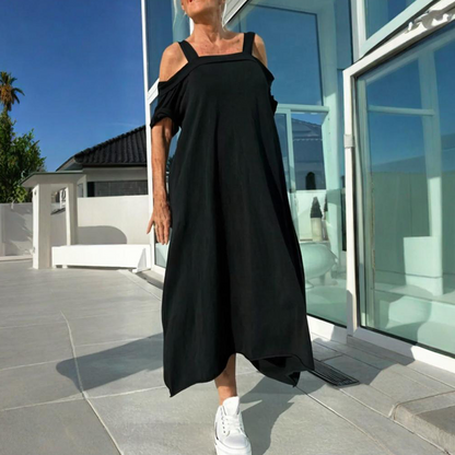 Robe Maxi Femme Coupe Ample Fluide Épaules Dénudées