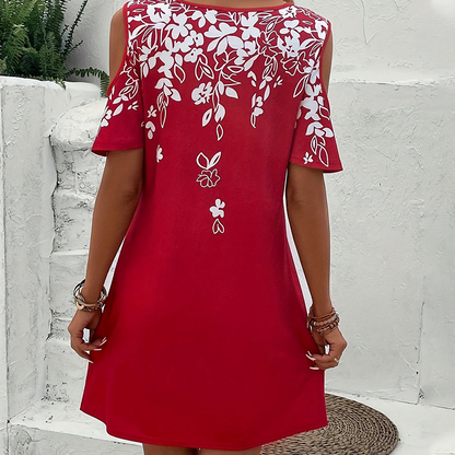 Robe Midi Femme Imprimé Floral Coupe Ample Manches Découpées - PanierRoyale