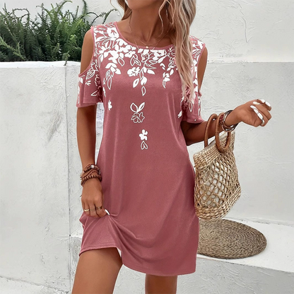 Robe Midi Femme Imprimé Floral Coupe Ample Manches Découpées
