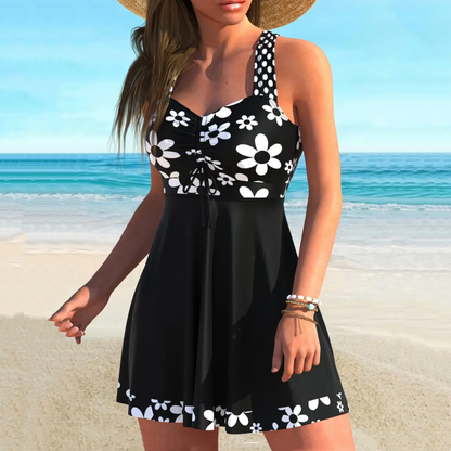 Ensemble Maillot de Bain Femme Taille Haute Gainant Robe et Short