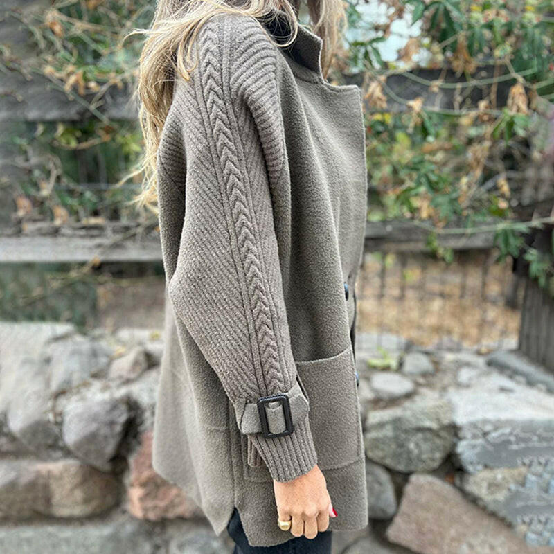 Manteau Mi-Long Femme Mélange Laine Double Boutonnage Coupe Structurée