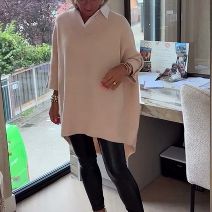 Haut Femme Ample Col Chemise Confortable