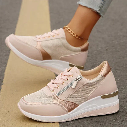 Baskets Femme Semelle Amortissante Zip Latéral Confort