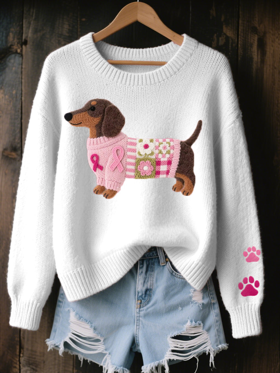 Pull Maille Douce Motif Teckel Original - vue 3
