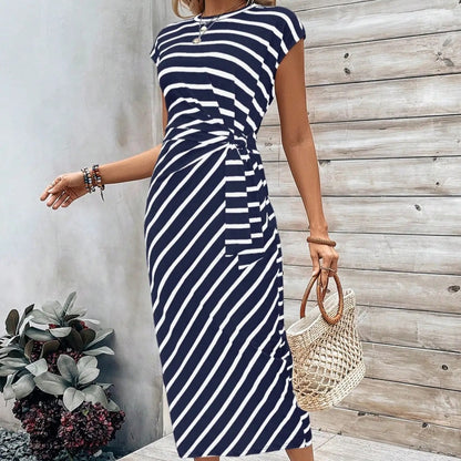Robe longue Femme Viscose Détail Noué à la Taille