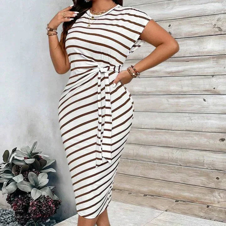 Robe longue Femme Viscose Détail Noué à la Taille