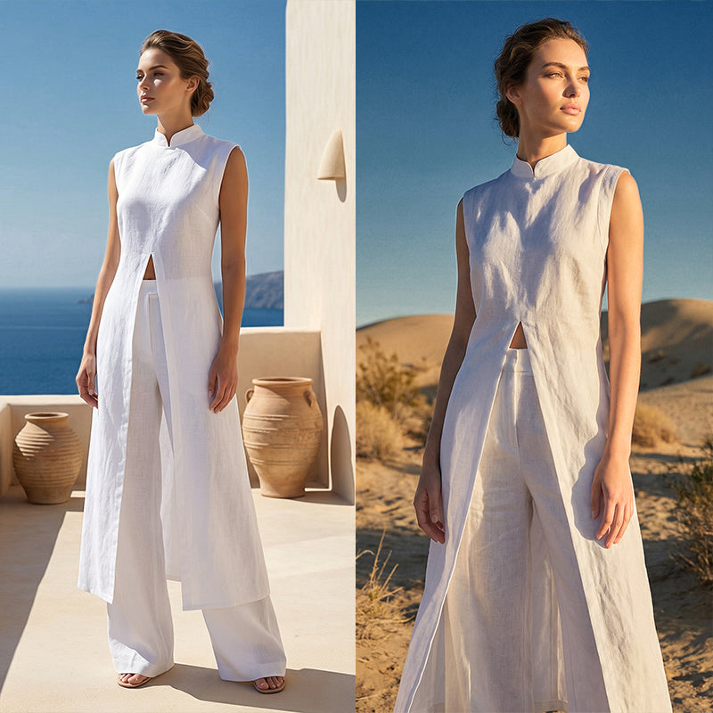 Ensemble Femme Coton Coupe Moderne avec Fente