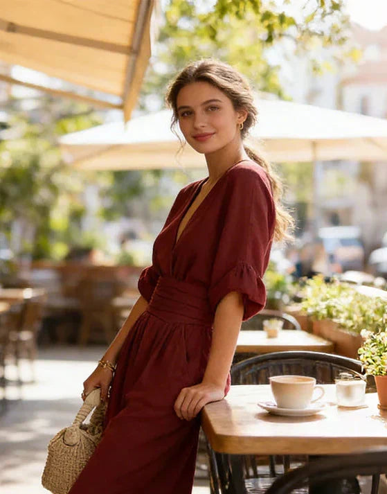 Combinaison Femme Décolleté en V Pantalon Fluide
