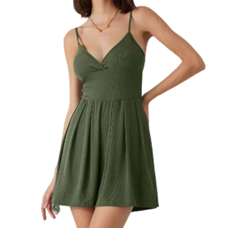 Combinaison Femme Bretelles Short Intégré Jupe Évasée