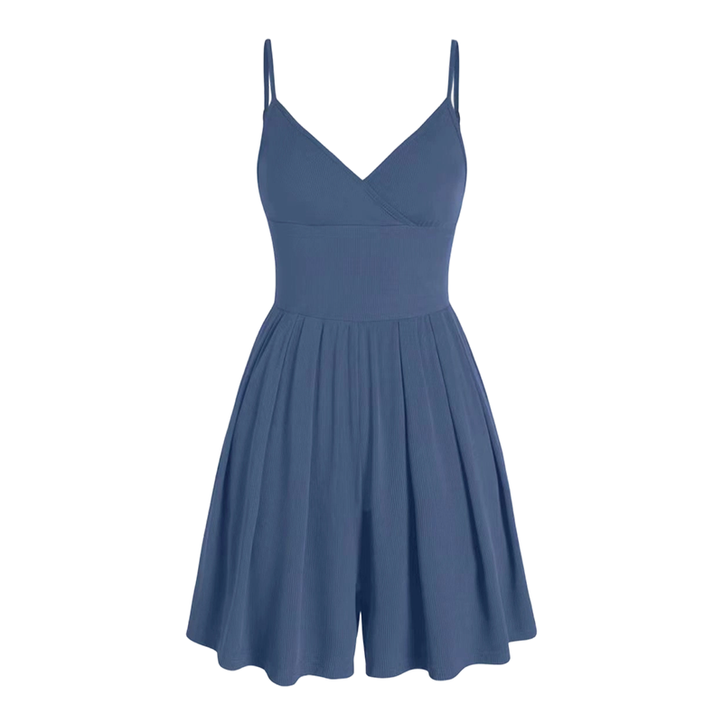 Combinaison Femme Bretelles Short Intégré Jupe Évasée