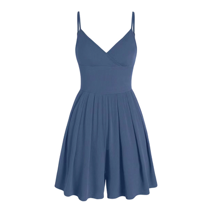Combinaison Femme Bretelles Short Intégré Jupe Évasée