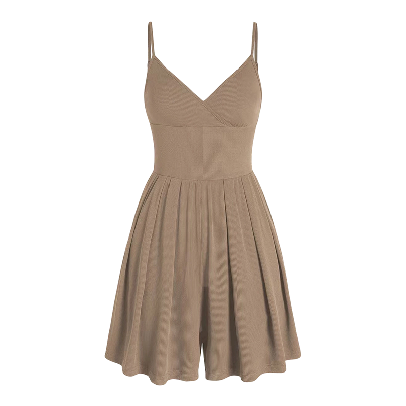 Combinaison Femme Bretelles Short Intégré Jupe Évasée