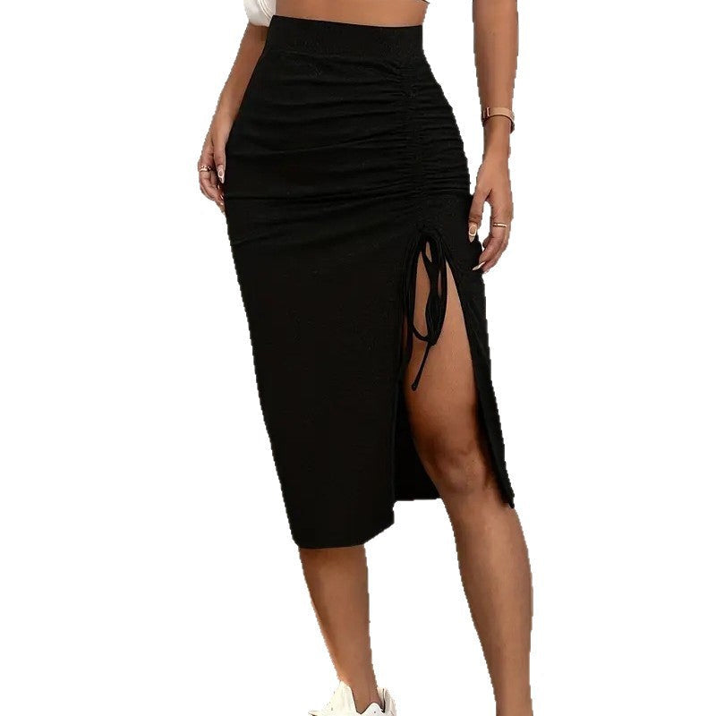 Jupe Femme Taille Haute Coton Fendue Coupe Ajustable