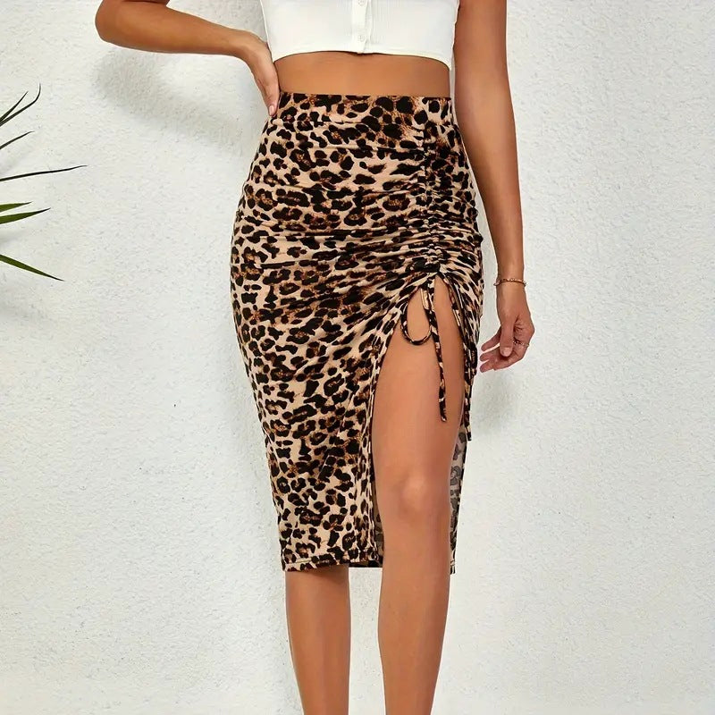Jupe Femme Taille Haute Coton Fendue Coupe Ajustable