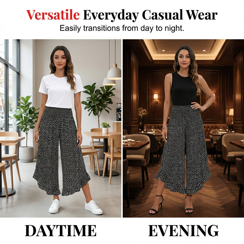 Pantalon Femme Fluide Taille Haute Coupe Ample Décontractée