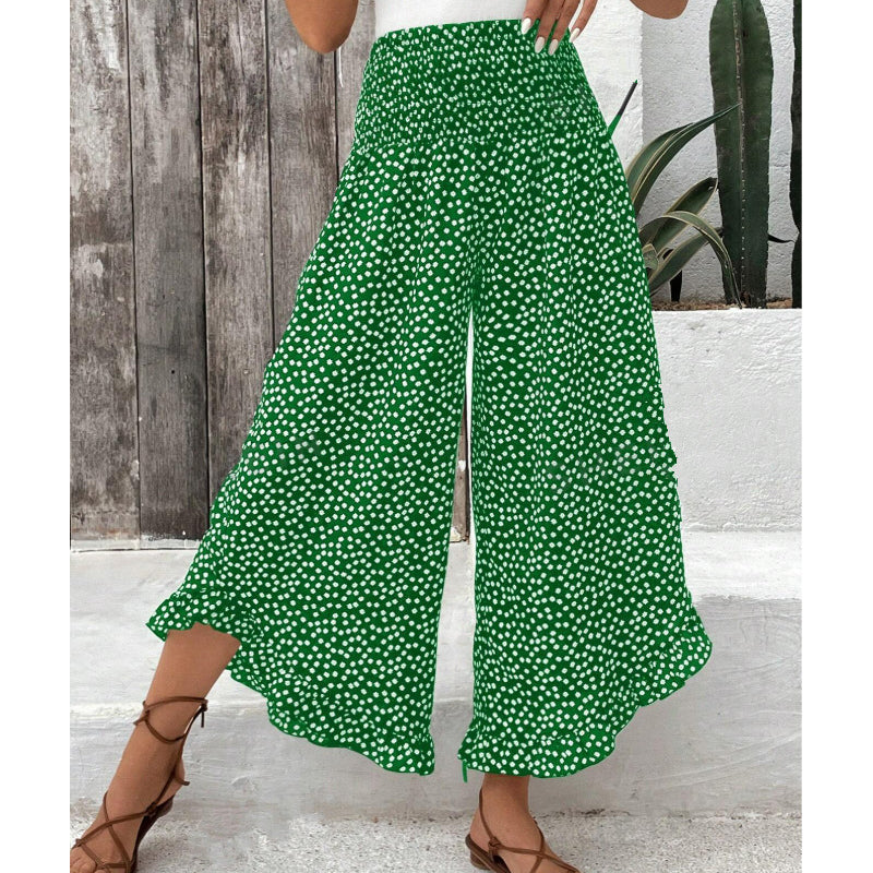 Pantalon Femme Fluide Taille Haute Coupe Ample Décontractée
