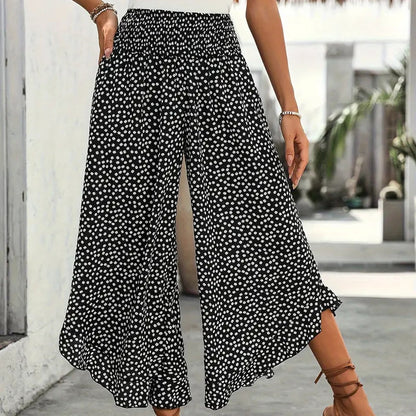 Pantalon Femme Fluide Taille Haute Coupe Ample Décontractée - PanierRoyale