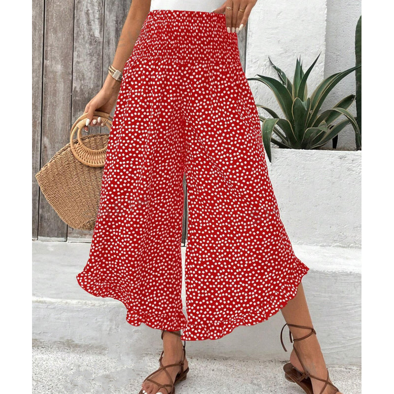 Pantalon Femme Fluide Taille Haute Coupe Ample Décontractée