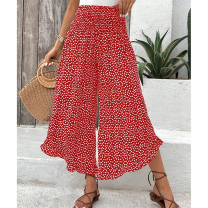 Pantalon Femme Fluide Taille Haute Coupe Ample Décontractée