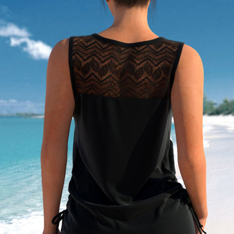 Tankini Femme Deux Pièces Col V Coupe Ajustée