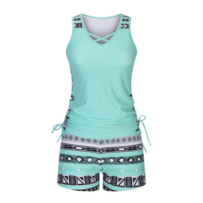 Tankini Femme Deux Pièces Col V Coupe Ajustée