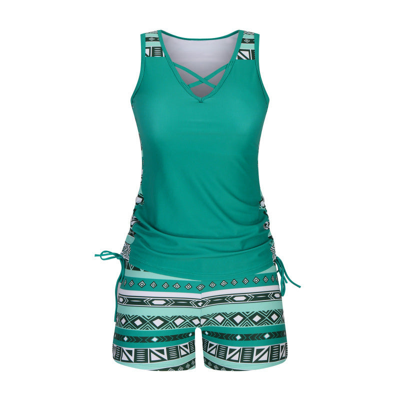Tankini Femme Deux Pièces Col V Coupe Ajustée