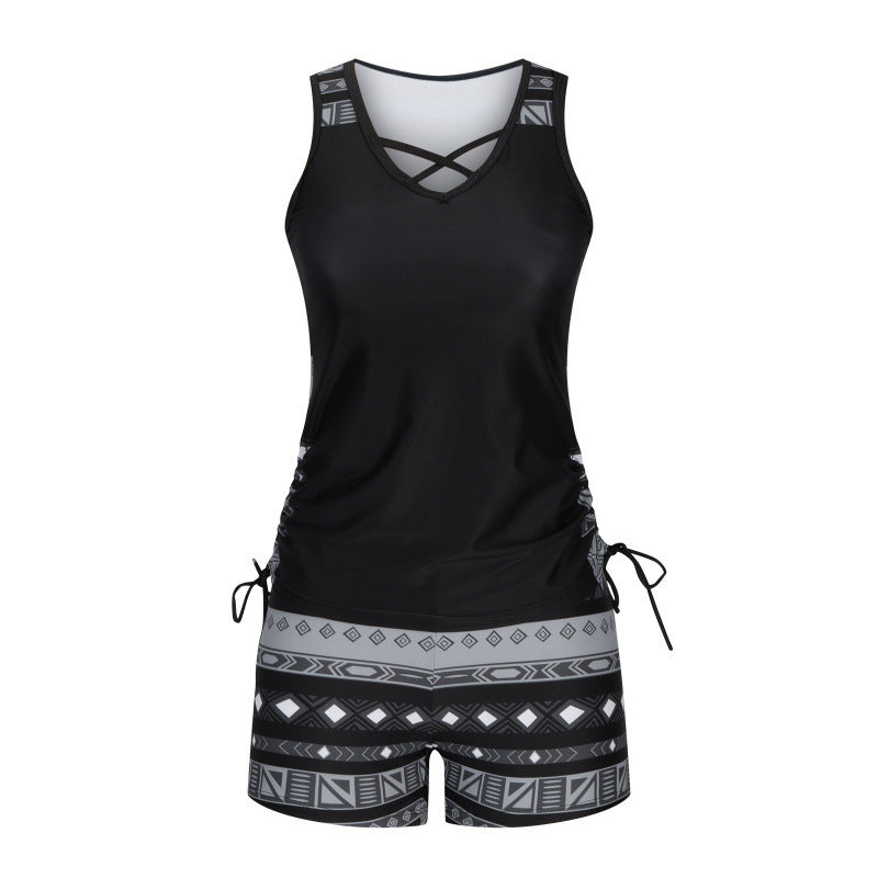 Tankini Femme Deux Pièces Col V Coupe Ajustée