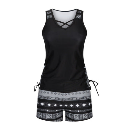 Tankini Femme Deux Pièces Col V Coupe Ajustée