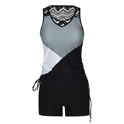 Tankini Femme Deux Pièces Col V Coupe Ajustée