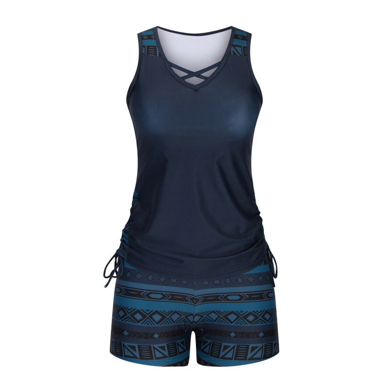 Tankini Femme Deux Pièces Col V Coupe Ajustée