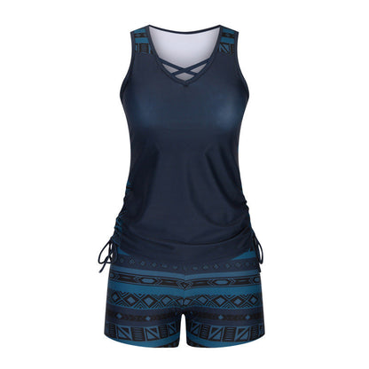 Tankini Femme Deux Pièces Col V Coupe Ajustée