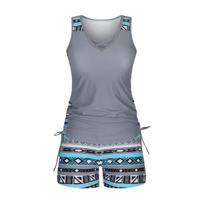 Tankini Femme Deux Pièces Col V Coupe Ajustée