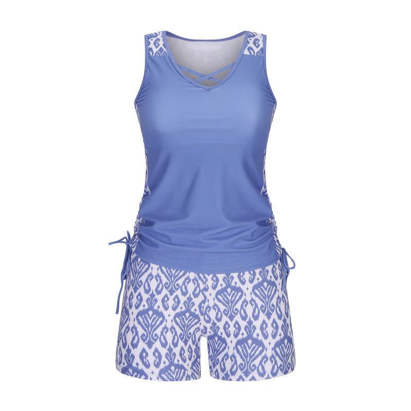 Tankini Femme Deux Pièces Col V Coupe Ajustée