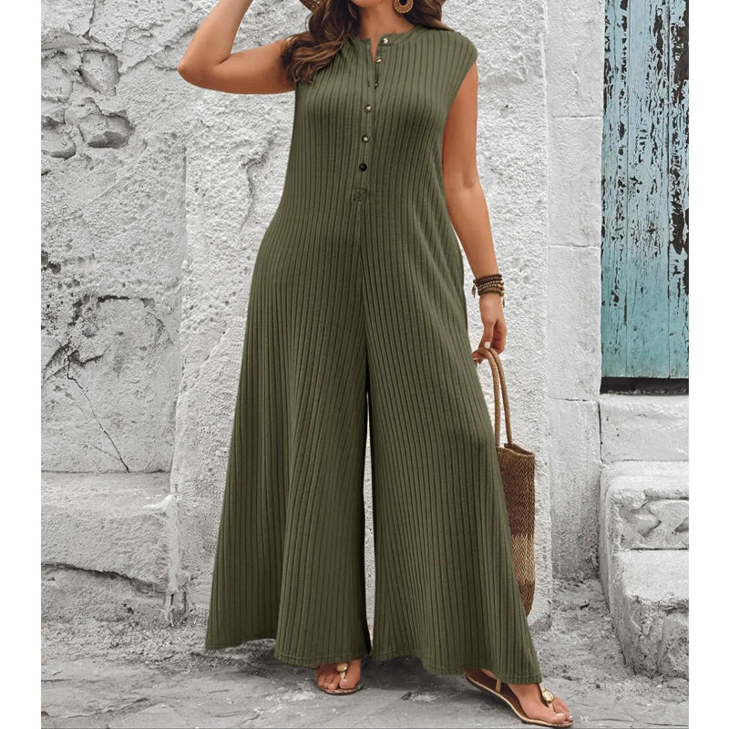 Combinaison Femme Plissée Sans Manches Coupe Large - PanierRoyale