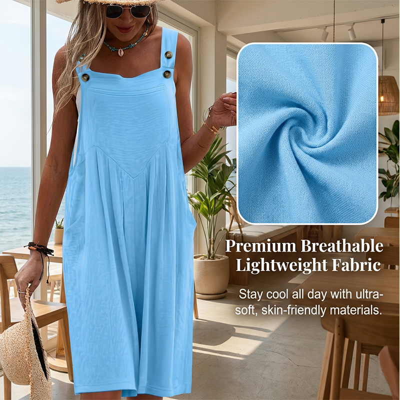 Combinaison Femme Ample Sans Manches Bretelles Boutonnées
