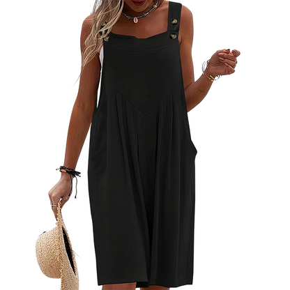 Combinaison Femme Ample Sans Manches Bretelles Boutonnées