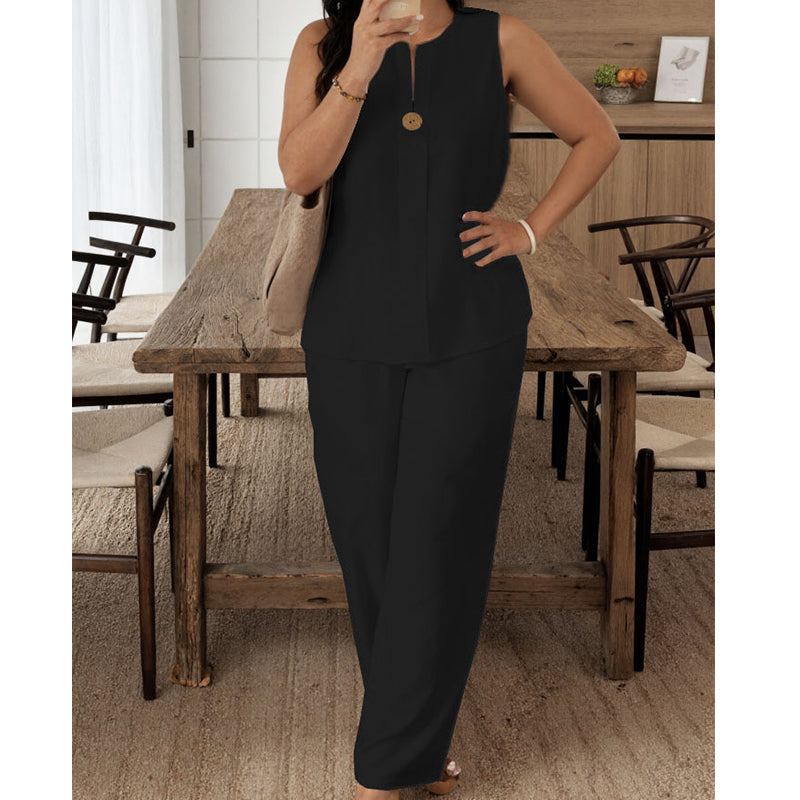 Ensemble Pantalon Femme Sans Manches Coupe Fluide - PanierRoyale