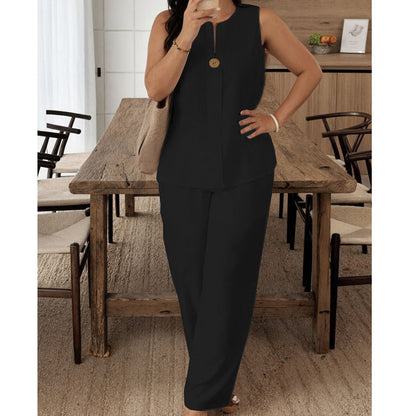 Ensemble Pantalon Femme Sans Manches Coupe Fluide - PanierRoyale