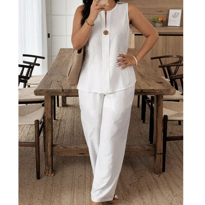 Ensemble Pantalon Femme Sans Manches Coupe Fluide