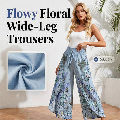 Pantalon Large Femme Coton Taille Froncée Cordon