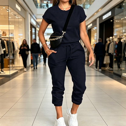Ensemble Femme T-shirt Fluide Pantalon Ajustable Confortable