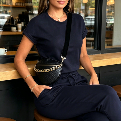 Ensemble Femme T-shirt Fluide Pantalon Ajustable Confortable