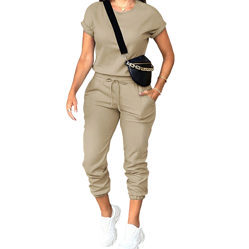 Ensemble Femme T-shirt Fluide Pantalon Ajustable Confortable