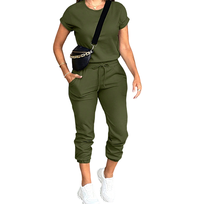 Ensemble Femme T-shirt Fluide Pantalon Ajustable Confortable